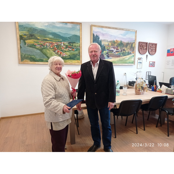 Blahoželanie k životnému jubileu občianke obce p. Márii Jurigovej