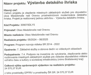 Aktuality / Výstavba detského ihriska je ukončená - foto
