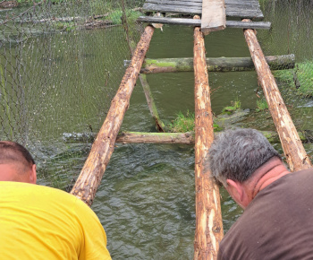Aktuality / 26.7.2025 sme pokračovali v oprave lavice cez rieku Orava - foto