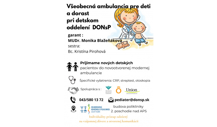 Nová všeobecná ambulancia pre deti a dorast pri NsP v Dolnom Kubíne