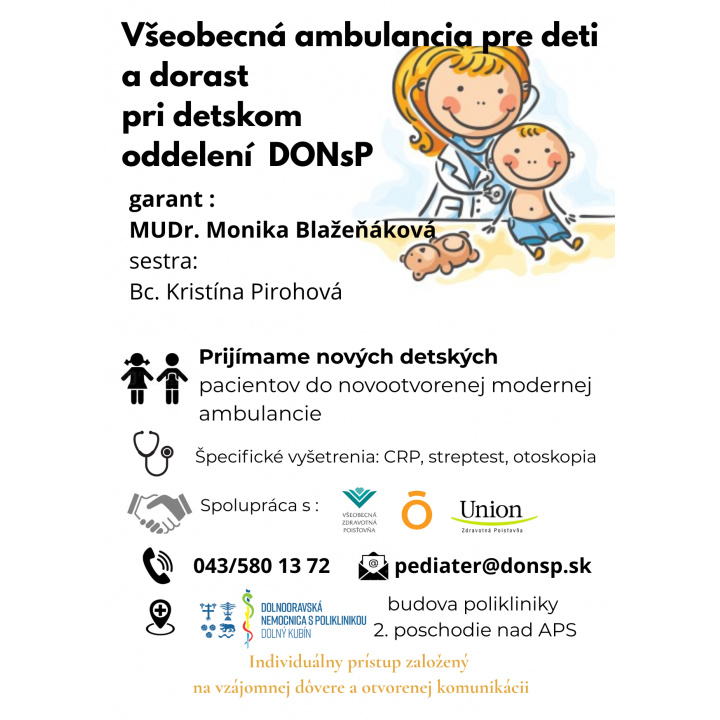 Nová všeobecná ambulancia pre deti a dorast pri NsP v Dolnom Kubíne