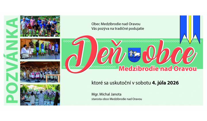 Pozvánka na Deň obce Medzibrodie nad Oravou - 4.07.2026