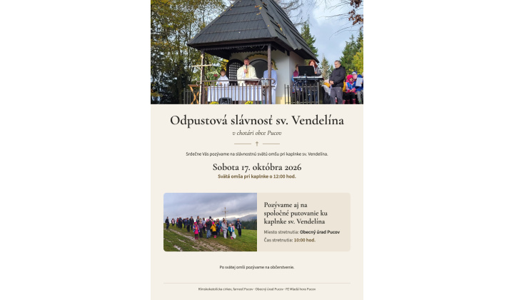 Pozvánka na Odpustovú slávnosť sv. Vendelína v Pucove