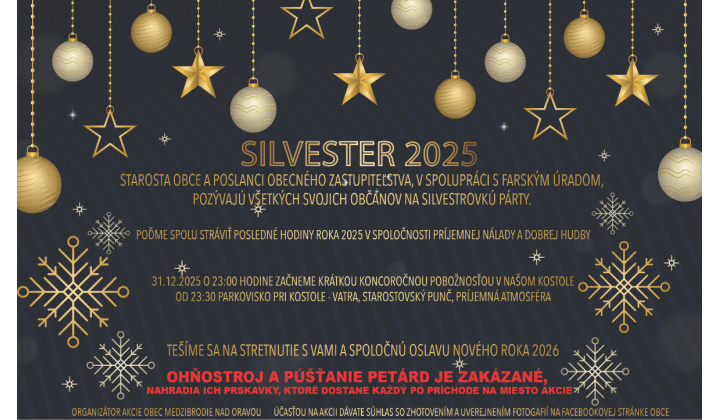 POZVÁNKA na rozlúčenie sa s rokom 2025 a spoločné privítanie Nového roka 2026
