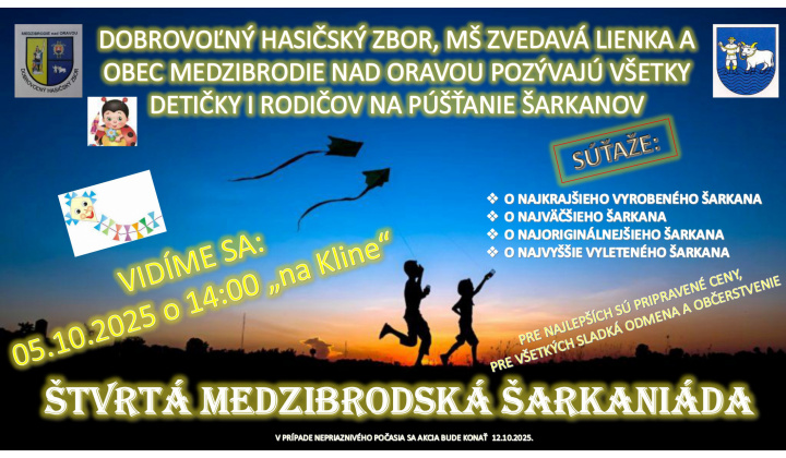 Pozvánka na štvrtú Medzibrodskú šarkaniádu - 5.10.2025 o 14.00 hod - Klin